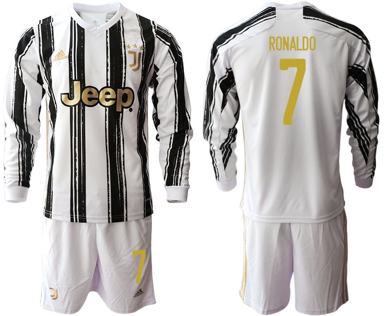 Men 2020-2021 club Juventus home long sleeves #7 white Soccer Jerseys